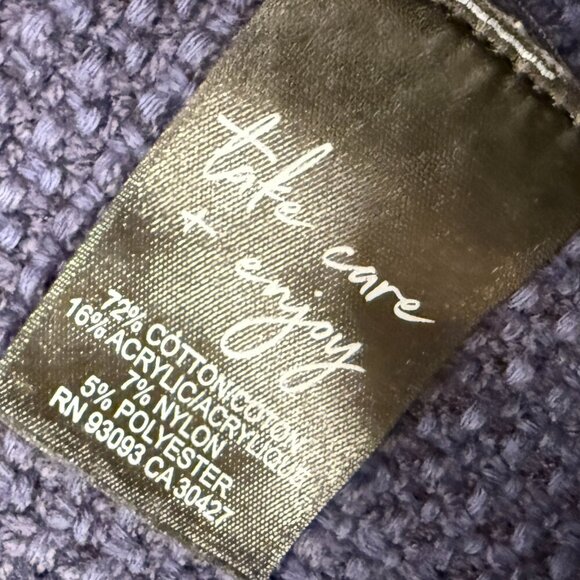 Nic+Zoe Open Front Cardigan Fringe Edges Zipper Pockets Blue Size Large - Picture 8 of 9